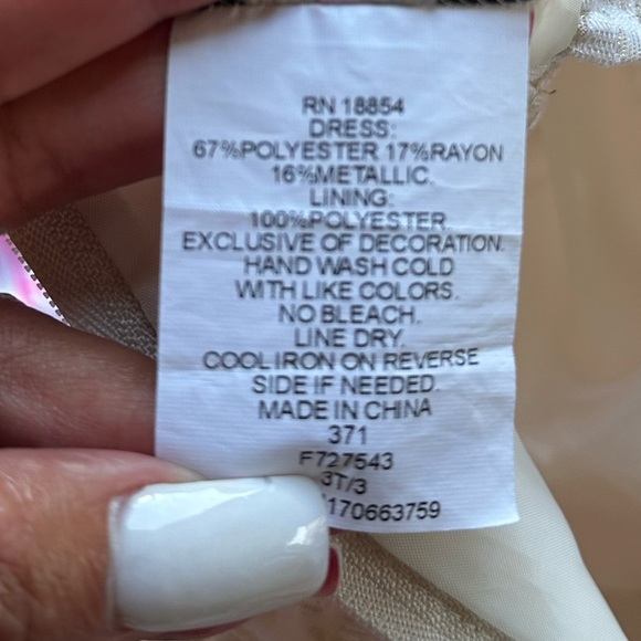 Rare Editions Ivory and Gold Brocade Dress with Bow - Picture 8 of 11